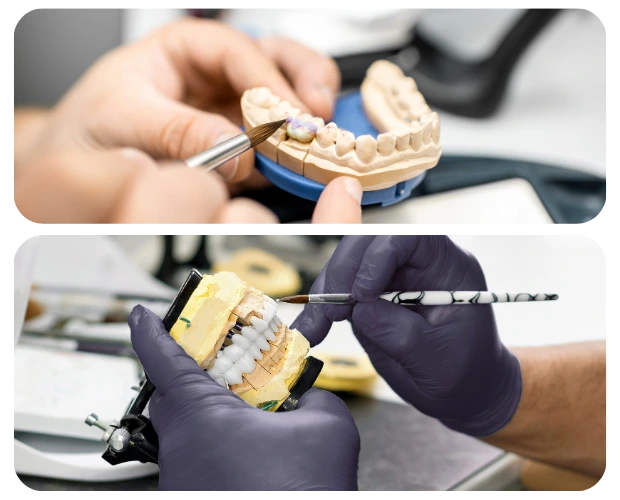 Técnicos da VérticeLab trabalhando em modelos protéticos